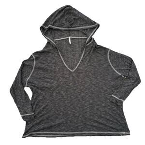 Emma & Sam Gray Heathered Long Sleeve Hoodie Shirt Women’s XS Athleisure Thin